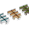 Modular Office Workstations With Multiple Colors And Partition Designs