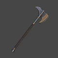 Medieval Battle Axe Weapon With Metal Blade And Leather Wrapped Decorative Handle