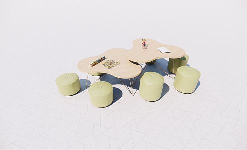 Modern Children's Table and Chair Kindergarten Seat Combination 3d model