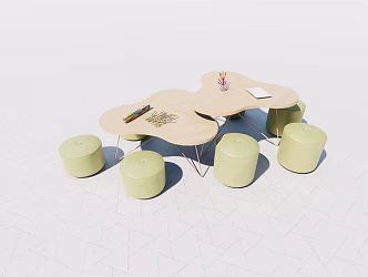 Modern Children's Table and Chair Kindergarten Seat Combination 3d model