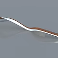 Modern Wavy Entrance Gate Design With Brown And White Curves Water Reflection And Blue Sky