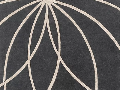 Modern Square Rug With Black Background And Beige Curved Line Pattern Design 3d model