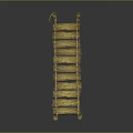 Golden Rope Bridge Structure With Wooden Planks Rope Railings And Decorative Pillars