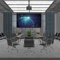 Stylish Office Interior Featuring Desk Dark Ceiling Bookshelves White Chairs World Map Decor And Sofa