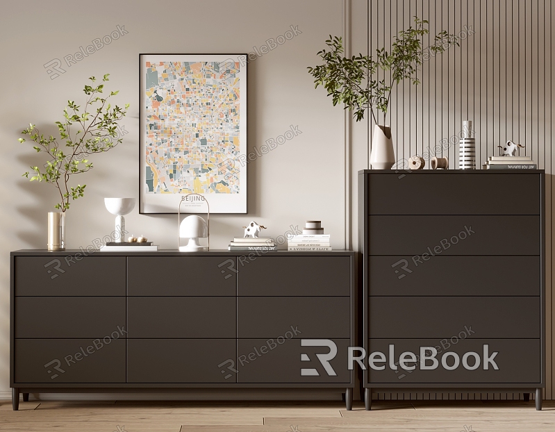 Modern Black Cabinet Whole Cabinet Sideboard Cabinet Balcony Cabinet Storage Cabinet Entrance Cabinet model