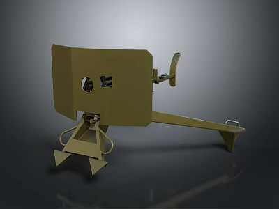 Beige Sculpture Featuring Square Panel Two Round Holes Handle And Stand Base 3d model