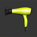 Brite Yellow Electric Hair Dryer With Modern Handle Design And Black Nozzle