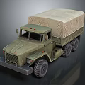 Military Green Six Wheel Utility Vehicle With Canvas Covered Cargo Bed