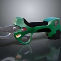 Green Electric Scissors Power Tool With Ergonomic Black Handle And Sharp Cutting Blades 3d model