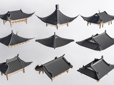 building roof ancient building component building exterior wall eaves 3d model