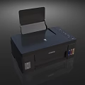 Office Appliance Canon Black Printer With Open Lid And Color Ink Cartridges
