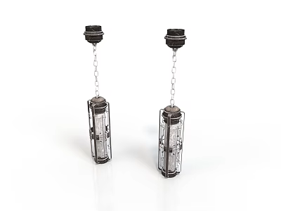 Modern Transparent Crystal Earrings With Black Top Chain And Rectangular Pendants 3d model