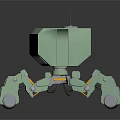 Green Robot With Biomorphic Mechanical Legs And Reflective Surface Design 3d model