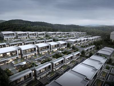 Birds Eye View Planning Of Modern Residential Area 3d model