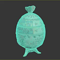 Elegant Decorative Ornament Set with Pink Blue Floral Patterns White Body and Golden Stand Base