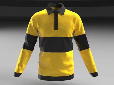 Yellow polo shirt T-shirt long sleeve top 3d model