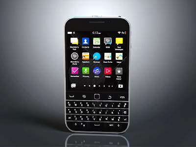Smartphone with Physical Keyboard Displaying Colorful App Icons on Screen 3d model