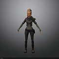 3D Female Character With Orange Hair Blue Scarf And Utility Style Outfit