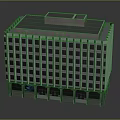 White High Rise Building With Gray Roof Multiple Windows And Ground Floor Doors
