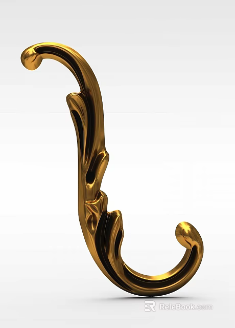 Intricate Golden Carving Element With Exquisite Design For Luxury Home Decor 3d model 