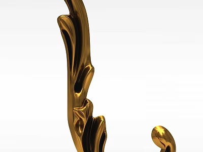 Intricate Golden Carving Element With Exquisite Design For Luxury Home Decor 3d model