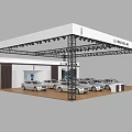 Lincoln Exhibition Booth With Metal Frame Structure Modern Lighting And Multiple Cars On