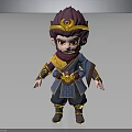 Cartoon Monkey Character 3D Model With Traditional Blue Costume And Gold Accessories