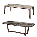 Modern Dining Tables with Marble and Wood Grain Tops and Sturdy Wooden Legs