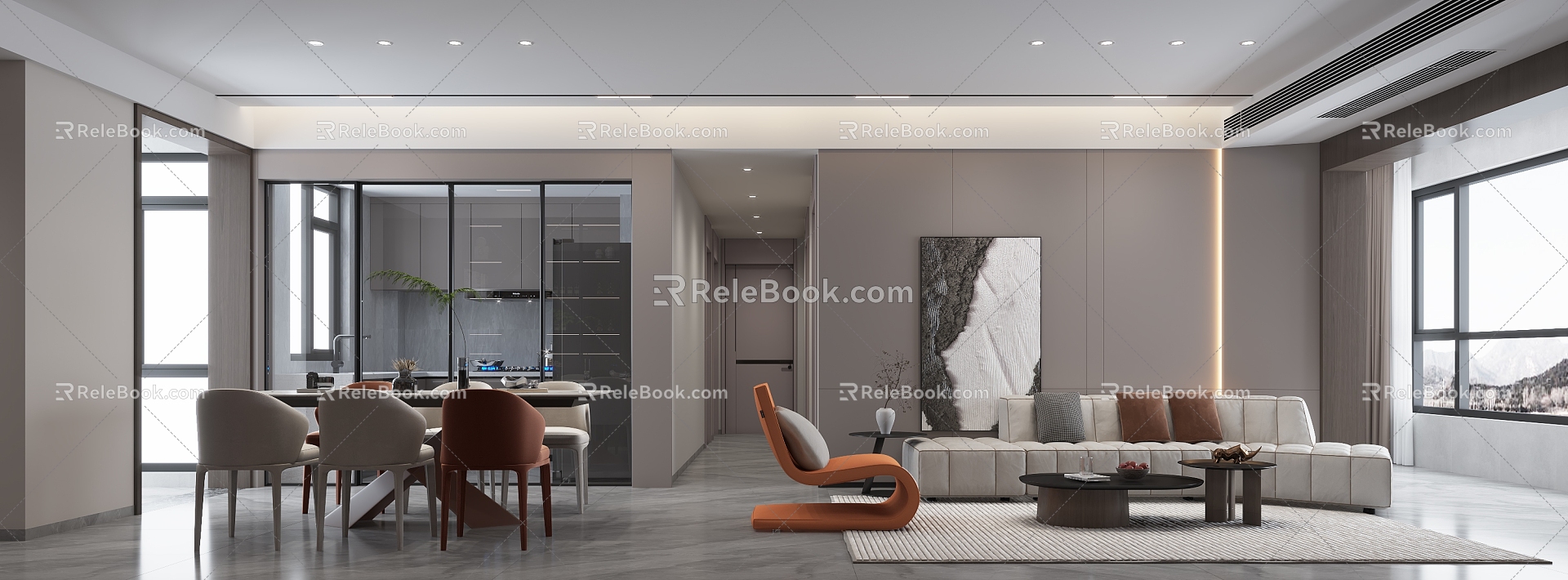 Modern Guest Dining Room Living Room 3d model