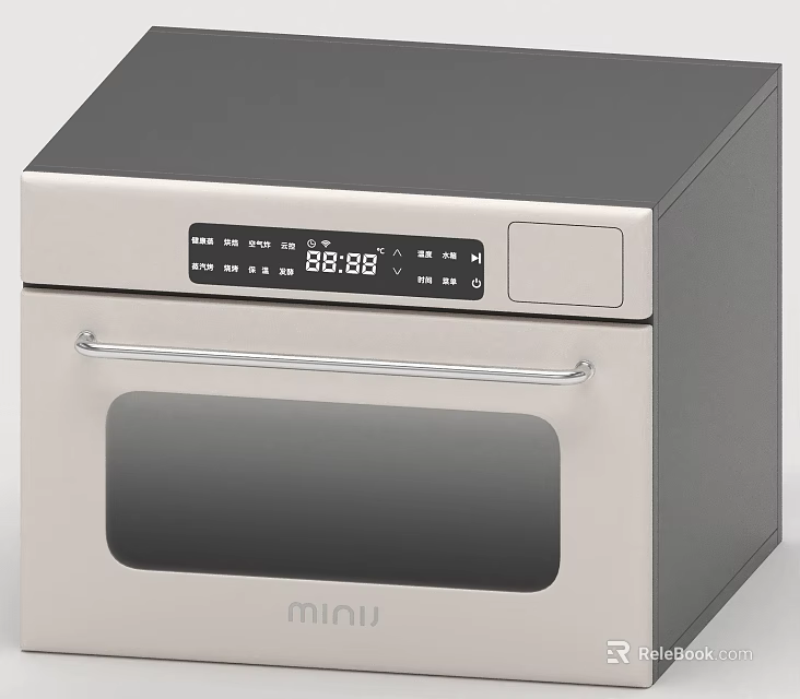 Modern Stainless Steel Mini Kitchen Oven With Digital Display And Glass Door 3d model 