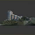 Modern Urban Model With High Rise Buildings Roads And Trees