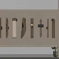 Modern Wall Lamps Various Styles with Brass Finishes Displayed on Shelf