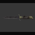 Vintage Metal Blade Knife With Wooden Handle And Brass Accents On Dark Background