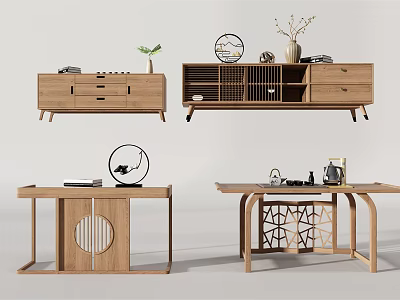 New Chinese Style TV Cabinet Fashion Simple 3d model