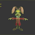 Cartoon Rabbit Character With Big Ears Yellow Hair And Pink Coat Standing Arms Open