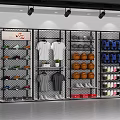 Sports Store Display Shelves Featuring Shoes T-shirts Basketballs And Caps 3d model