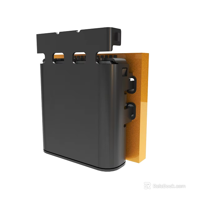 Black Device Casing With Yellow Internal Component And Mounting Holes 3d model 