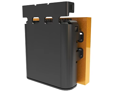 Black Device Casing With Yellow Internal Component And Mounting Holes 3d model