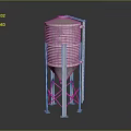 Metal Water Tank With Conical Base And Support Structure For Industrial Storage 3d model