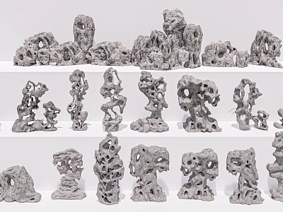 Artistic Stone And Wood Decorative Pieces With Various Shapes And Intricate Designs 3d model