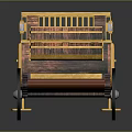 Vintage Wooden Carriage Model With Yellow Red Color Wheels And Roof Rail Design