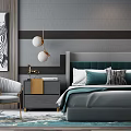 Light Luxury Background Double Bedding Combination 3d model