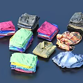 Colorful Stacked Assorted Clothes Featuring Various Styles Tshirts Shirts Jeans