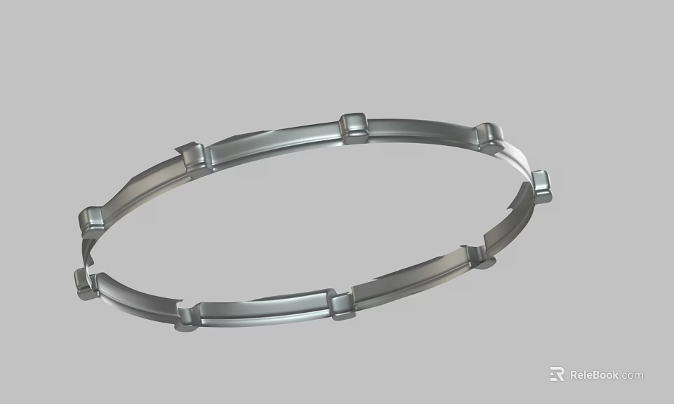 Metallic Circular Ring Structure With Square Connectors And Smooth Metallic Finish 3d model 