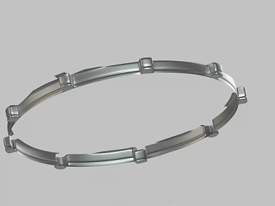 Metallic Circular Ring Structure With Square Connectors And Smooth Metallic Finish 3d model