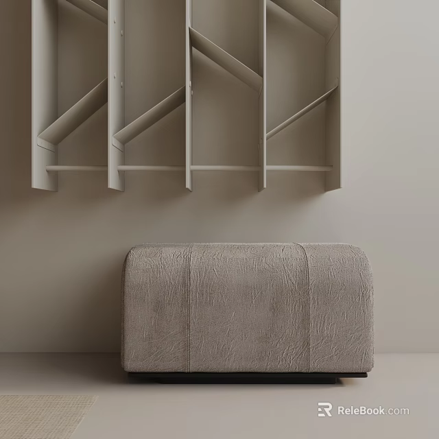Gray Textured Surface Side Table With White Shelves In Minimalist Modern Style 3d model 