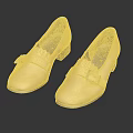 Classic Beige Leather Shoes With Round Toe Block Heel And Metal Buckle