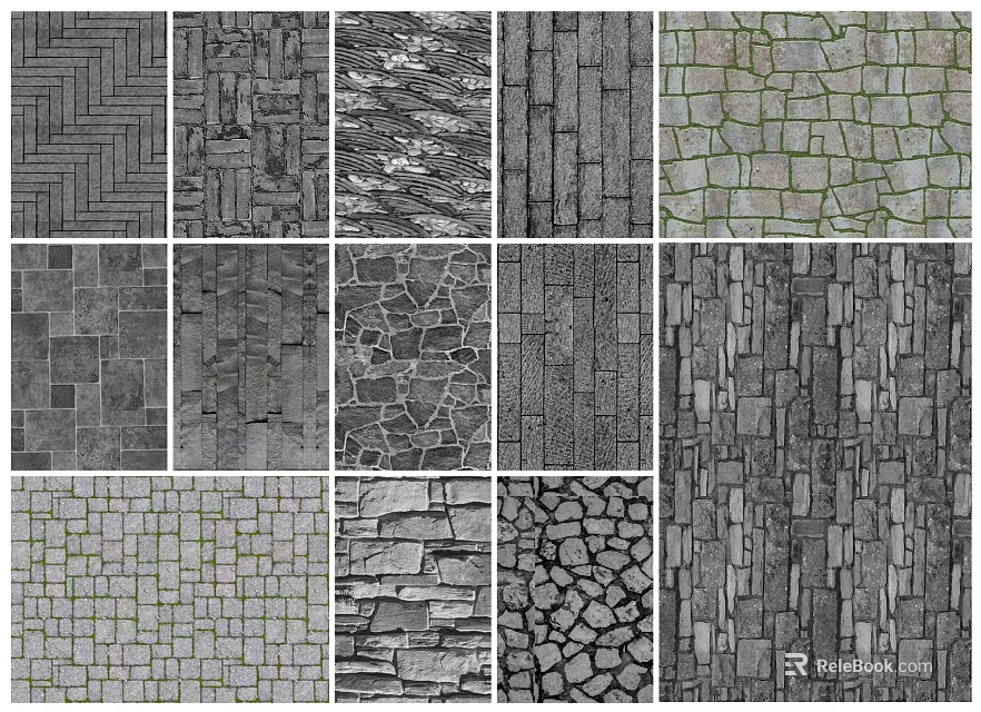Garden Stone Paving Design With Various Textures And Patterns For Pathways 3d model