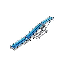 Blue Industrial Conveyor Belt With Metal Frame And Mobile Wheels For Material Transportation