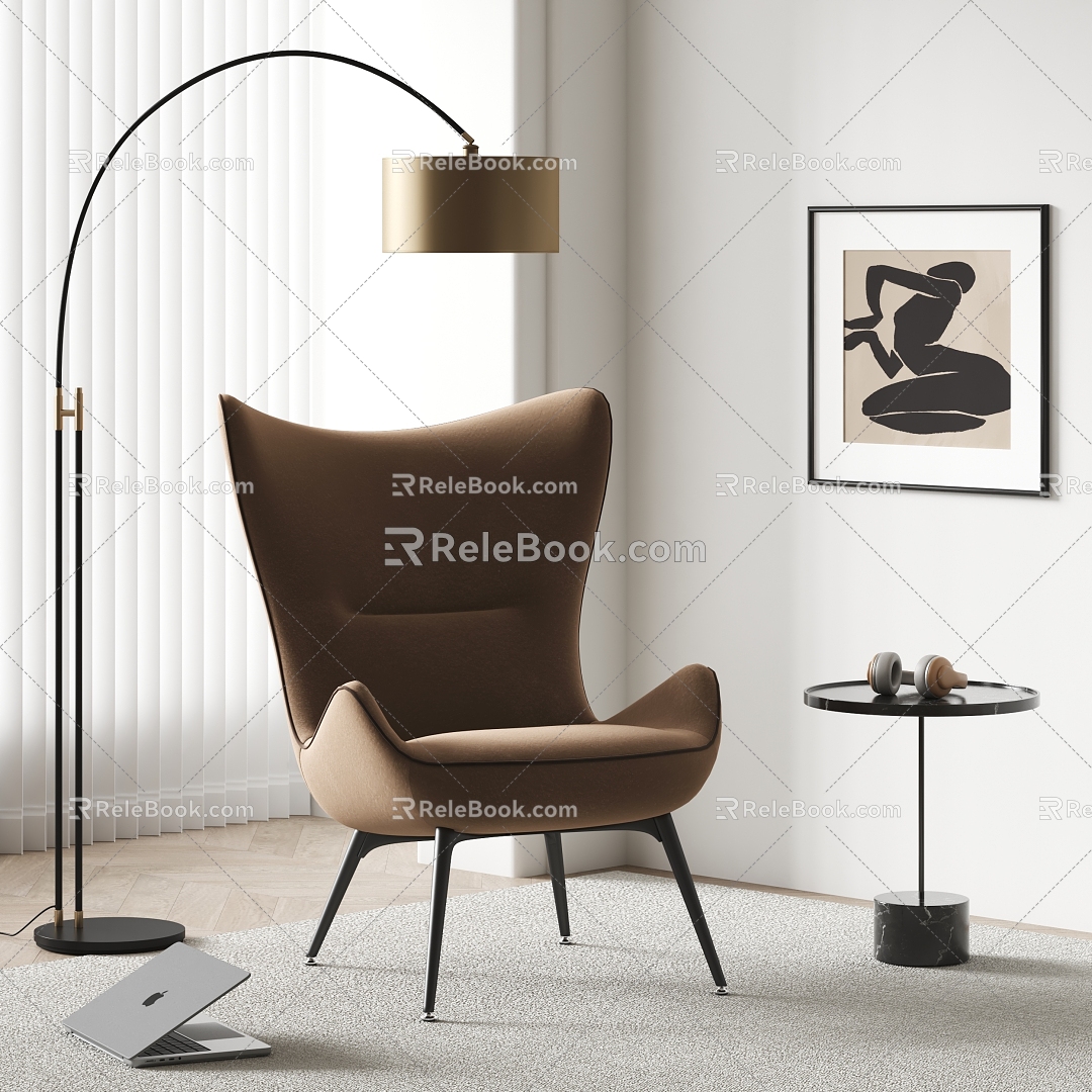 Minotti Leisure Chair Single Chair Fabric Chair Floor Lamp Side 3d model